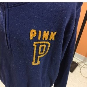 Victoria Secret PINK Navy Blue and Yellow Half Zip